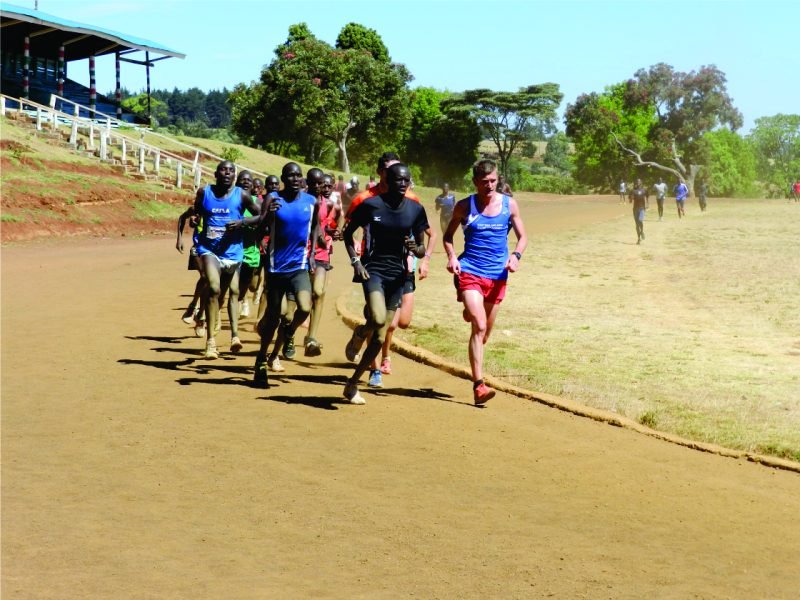 Runners doing speed work on the track
